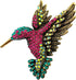 SELOVO Antique Gold Tone Bird Hummingbird Multi Color Austrian Crystal Pin Brooch...