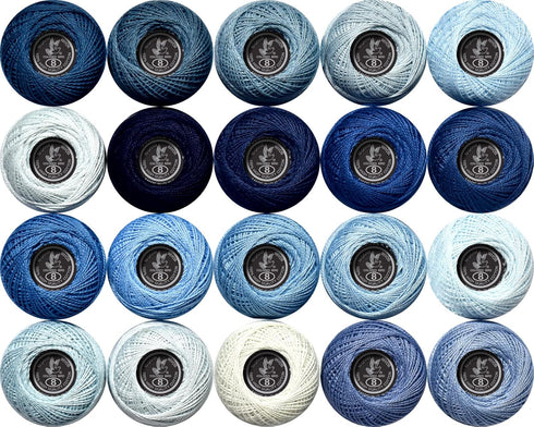 Soft 20colors crochet thread yarn 20 Pack Electric Blue Gradient......