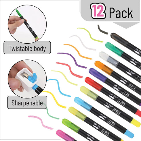 Mr. Pen- Gel Crayons, 12 Pack, Twistable Crayons, Non-Toxic, Sharpenable, Washable & Easy to Clean...