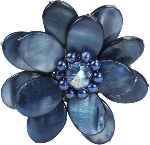 AeraVida Blue Mother of Pearl and Cultured Freshwater Pearl Sweet Azalea Floral Pin or Brooch | Floral Accessory for Women...