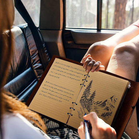 OMEYA Leather Journal Notebook, Refillable Writing Journal Diary Planner for Women Girls (Pink, A5-9.3''×6.3'')...