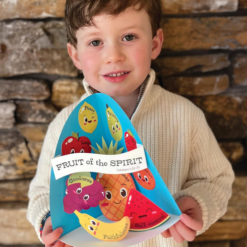FreshCut Crafts Fruit of The Spirit Easy 3-D Punch-Out Bible Craft Kit – Makes 10 Tabletop Display Crafts for Sunday School, Homeschool Classrooms...