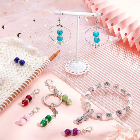 NBEADS 10 Pcs Glass Bead Stitch Markers, Alloy Enamel Crochet Stitch Marker Charms Locking Stitch Marker for Knitting Weaving Sewing Accessories Q...