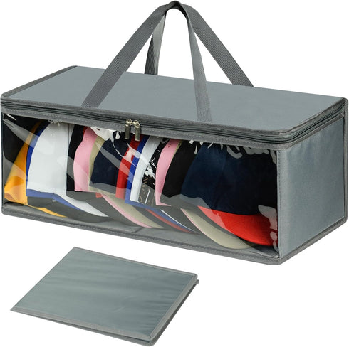 Stackable Hat Storage Box, Structured Hat Organizer for Baseball Caps, Wide Hat Bag Foldable Hat Case for Home Travel (Structure)...