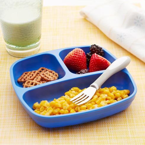 ECR4Kids My First Meal Pal Stainless Steel Forks, Toddler Silverware, White, Light Grey, 3-Pack...