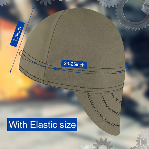 Macarrie 3 Pcs Welding Hats for Men Flame Resistant Cotton Welding Cap Mesh Inside Liner Welder Cap Low Crown for Welder Electrician Gas Station M...