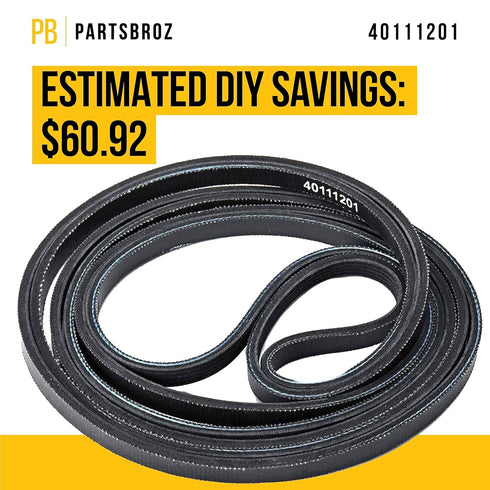 WP40111201 Dryer Belt 40111201 Compatible with Maytag Amana Whirlpool Kenmore PS11742271 AP6009126 Multi Rib Wpl PDET910AYW ADE7005AYW MDE508DAYW MDGT236AWW SDE4606AYW ADG7005AWW ALE643RAW MDE2706AYW