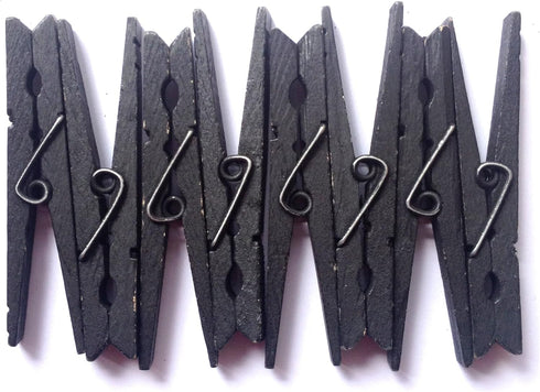 LWR CRAFTS Wooden Large Clothespins 3-5/16" 8.4cm 30 Pieces Per Pack (Black)...