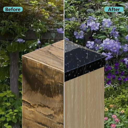 6X6 Post Caps for 5.5inx5.5in Wood Fence Post, Water-Proof UV-Proof Durable PP Plastic Decking Post Top Cap Cover with Mounting Screws, 4 Pcs, Bla...