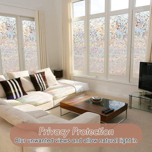 Haton Window Privacy Film, Stained Glass Rainbow Film Decorative Window Clings, Static Cling Sun Blocking Stickers Decals Coverings Tint for Home ...