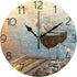 MOYYO Romantic Red Wine at Beach Sunset Wall Clock 9.8 Inch Silent Round Wall Clock Battery Operated Non Ticking Creative Decorative Clock for Kid...