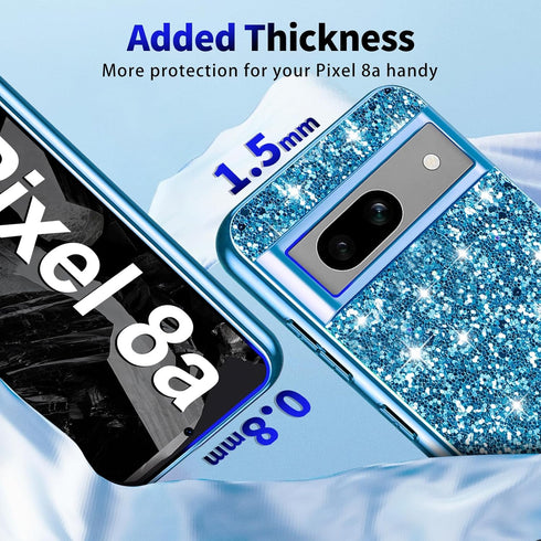 Glitter Case for Google Pixel 8A Phone Case for Women Girls, Slim Ultra Thin Matte Back Shockproof Protective Cover for Google Pixel 8A 5G 6.1-inc...