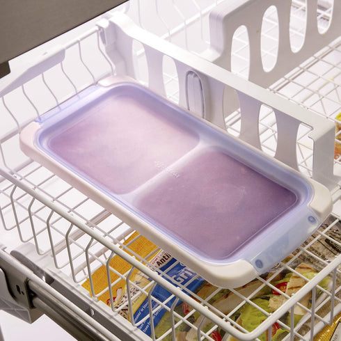 PrepWorks PKS-725 Dishwasher Safe 1 Cup 4 Serving Leftover Soup & Food Storage Freezer Pod Tray with Silicone Lid, Blue & White...