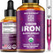 Iron Supplement for Women & Men Free Blood Builder, Iron Vitamin for Anemia USDA Organic Liquid Iron Drops for Adults with MCT Oil, Natural Grape ...