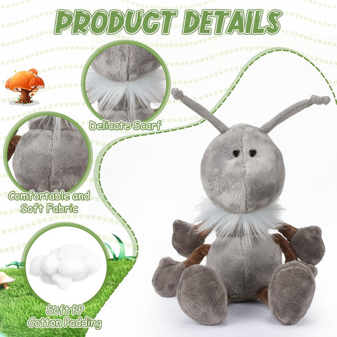3 Pcs Ant Plush with Scarf Cuddly Stuffed Animal Soft Plush Toy Ants Plush Doll for Birthday Holiday Party Gifts Home Nursery Decorations, 12 Inch...