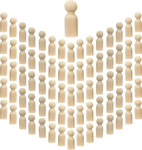 75 Pieces Wood Peg Dolls Unfinished Wooden People Craft Blank Family Figures 5/8 x 1-3/4 inch...