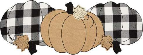 Elrene Home Fashions Burlap and Check Pumpkin Centerpiece Table Runner, 13" x 36", Black and White...