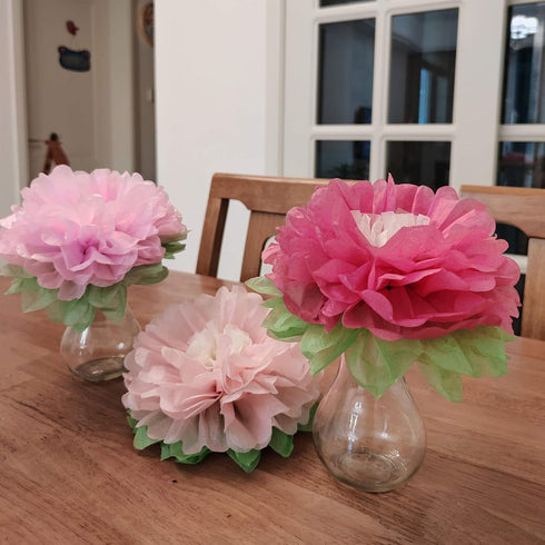 Pink Paper Flower Wedding Centerpiece Birthday Party Backdrop Nursery Room Wall Home Decoration Pack of 9...