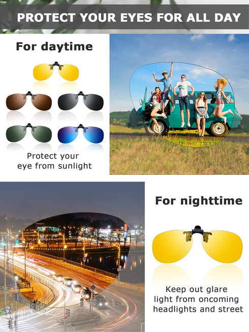 5 Pairs Clip on Sunglasses for Men Flip up Clip on Sunglasses Polarized Flip up Sunglasses Night Driving Clip on Glasses for Men(Classic Color)...