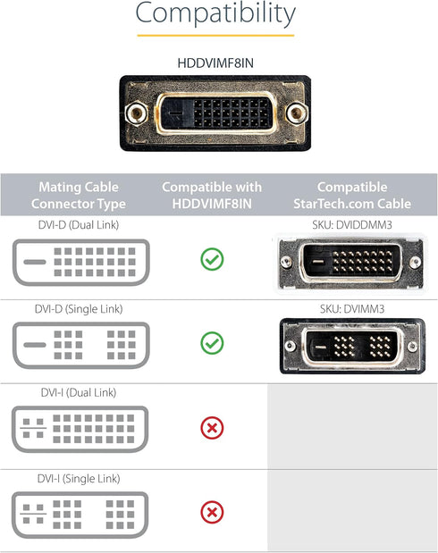 StarTech.com HDMI Male to DVI Female Adapter - 8in - 1080p DVI-D Gender Changer Cable (HDDVIMF8IN)...