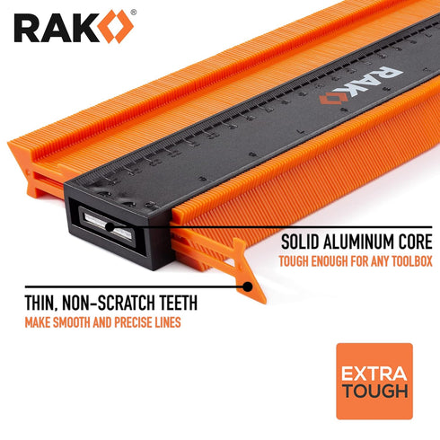 RAK Contour Gauge - 10 Inch Edge Profile Measuring Tool, Lock - Adjustable Irregular Shape Outline of Flooring, Laying Tile, Woodwork, Constructio...