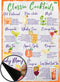 Classic Cocktails Recipes Magnetic Chart A4 Format - Kitchen Pub Wall and Fridge Decor Stylish Colourful Informative Magnet Milliliters and Ounces...