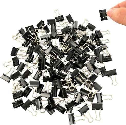 120Pcs Mini Binder Clips, 5/8 inch(15mm), Paper Clamps Small Size for Office Supplies, Black...