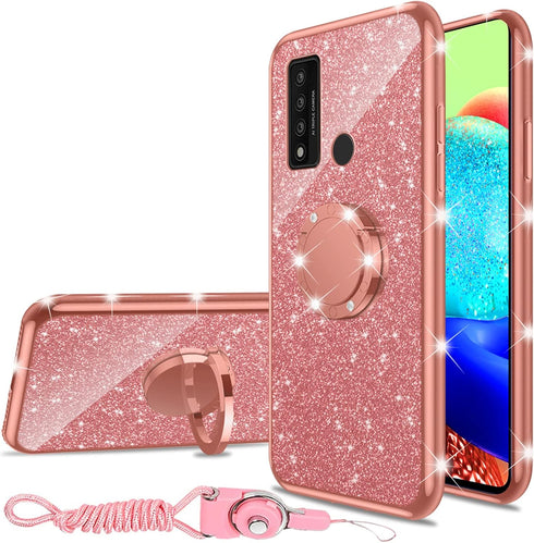 nancheng Case for TCL 20 XE 6.5-inch (Not Fit 20 SE), Case for TCL 20 XE Cute Girls Women Glitter Luxury Soft Silicone Clear Cover with Stand Shoc...