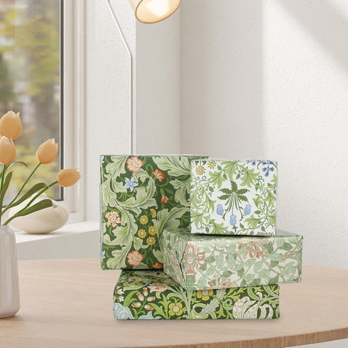 JarThenaAMCS 12 Sheets William Morris Floral Wrapping Paper -Not Roll- Greenery Gift Wrap Paper Decorative Art Paper Folded Flat for DIY Crafts Bi...