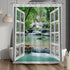 Baocicco Nature Landscape Shower Curtain Summer Forest River Jungle Waterfall Lake Window Scenery Shower Curtains Decorative for Bathroom Waterpro...