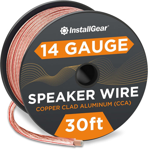 InstallGear 14 Gauge Wire AWG Speaker Wire (30ft - Clear) | Speaker Cable for Car Speakers Stereos, Home Theater Speakers, Surround Sound, Radio, ...