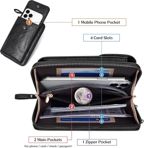 OIDERY Small Crossbody Bags for Women Cell Phone Purse Wallet PU Leather Shoulder Handbag Wallet with Credit Card Slots...