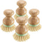 4 Pieces Bamboo Dish Scrub Brush with Holders Wooden Bamboo Round Scrubbers Stiff Bristles Pot Brushes for Wash Dishes, Pots, Pans, Kitchen Iron P...