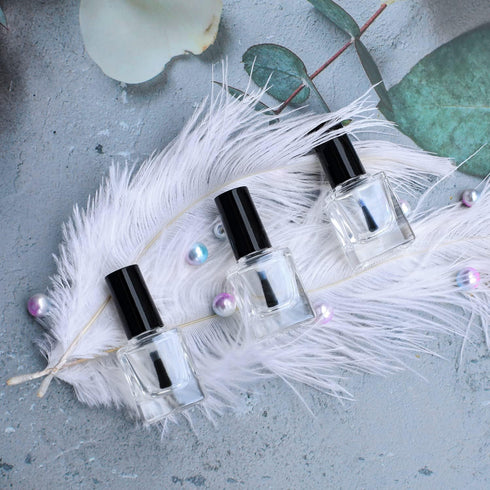 6PCS Empty Nail Polish Bottles with Funnel, Empty Fingernail Polish Bottles Glass Rectangle with Brush & Mixing Balls Black (10ML)...