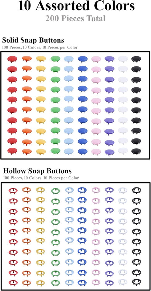 Mandala Crafts Metal Snap Button Kit - Snap on Buttons & Snap Fastener Tool - 9.5mm Colorful Metal Snaps Buttons Snap Closures Sewing Snaps for Cl...
