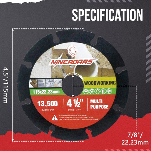4 1/2 Inch Cut Off Wheel for Wood, Wood with Nails, Laminate, Plastic, Plaster, Rubber Angle Grinder Wood Cutting Disc 4.5 Inch with 7/8 Inch Arbo...