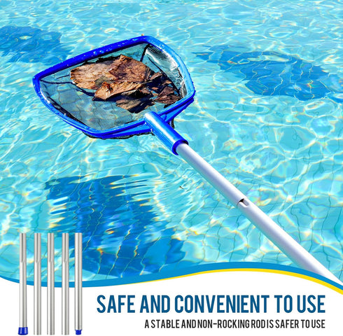 Pool Net - Pool Skimmer Net with 5 Section Adjustable Telescopic Aluminum Pole?22.21''- 67.59'', Skimmer Net with Fine Mesh Net, Pool Leaf Net...