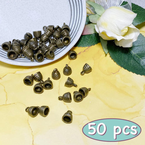 Bronze Round Tassel End Caps 50 pcs Barrel End Caps Flat Leather Cord End Caps Bracelet Making Supplies Leather Bracelet Making Kit Silver Cord En...
