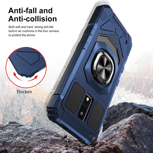 for BLU View 4 Phone Case with Tempered Glass Screen Protector,Military Grade Heavy Duty Shockproof Protective Cover,with Ring Kickstand Full-Body...