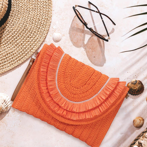 Gets Straw Clutch Bags for Women Handmade Woven Summer Beach Envelope Purse Wallet Crossbody Bag with Strap...