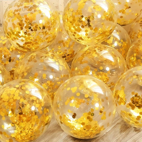 Gold Confetti Balloons, 25 Pcs Thickened 12 Inch Clear Latex Balloon with Confetti Inside for Graduation Decorations Engagement Bridal Shower Part...