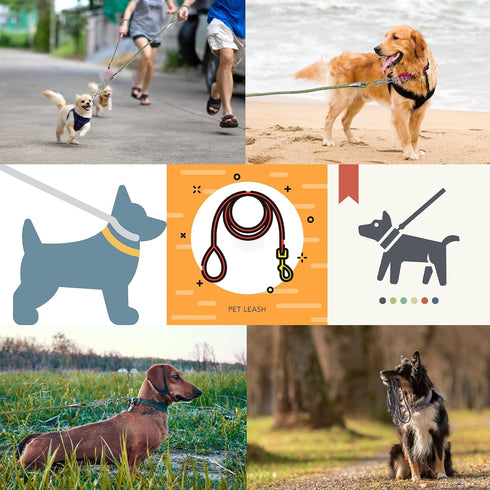1/2 in Dog Leash for Medium Large Dogs 4ft 6ft 10ft 15ft Heavy Duty Dog Leash Two Color Slip Leash for Dog Training Long Leash for Dogs Outside Up...