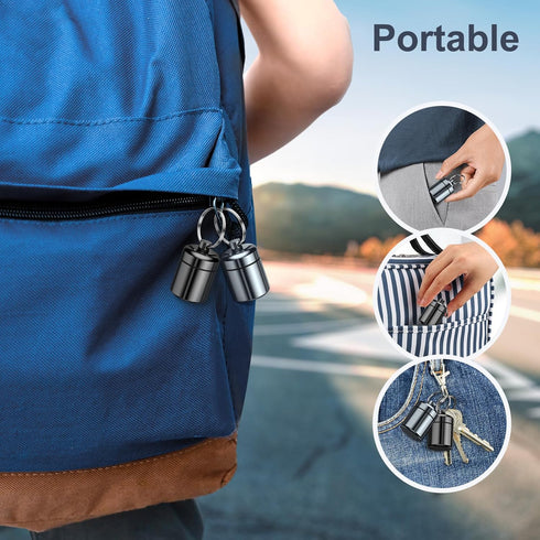 2 Pack Mini Pill Case Small Pill Holder Keychain for Purse - Portable Travel Pill Container Keychain, Waterproof Metal Daily Pill Box Organizer fo...