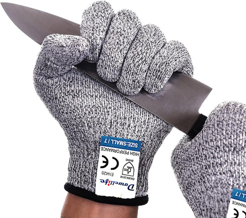 Dowellife Cut Resistant Gloves Food Grade Level 5 Protection, Safety Kitchen Cuts Gloves for Oyster Shucking, Fish Fillet Processing, Mandolin Sli...