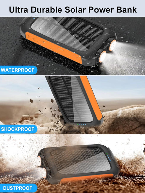 ??????4 ?????????????? Solar-Charger-Power-Bank-38800mAh Waterproof Portable Solar Phone Charger with LED Flashlight/USB C Fast Charge External Ba...