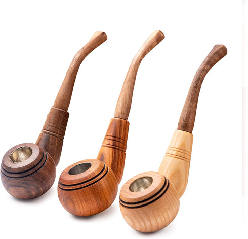 Dr. Watson - Wooden Tobacco Pipes, Set of 3, Classic Shape, Handmade from Natural Wood...