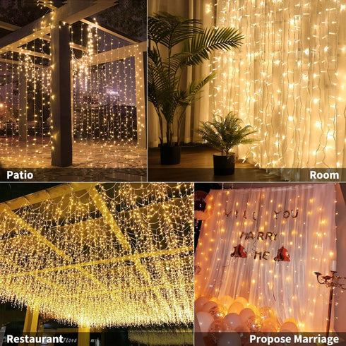 Window Curtain String Lights 20 feet 600 Led Fairy Twinkle Lights with Remote, Timer, 8 Modes for Room Wedding Party Backdrop Outdoor Indoor Decor...