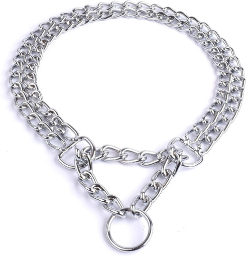 Dog Choker Collar Martingale Collar Training Double Row Chain Heavy Duty Collar for Medium Large Dogs (M-16” (suitable for neck 11-14"))...