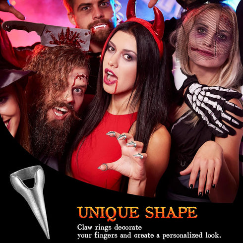 Hicarer Finger Claws Rings Full Finger Set Retro Metal Nail Punk Rock Fingernail Armor Gothic Talon Fingertip Claw for Cosplay Nail Art Holiday Pa...