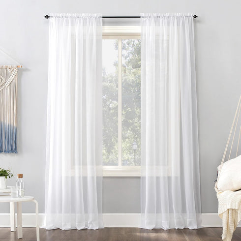 No. 918 Emily Sheer Voile Rod Pocket Curtain Panel, 59" x 120", White...